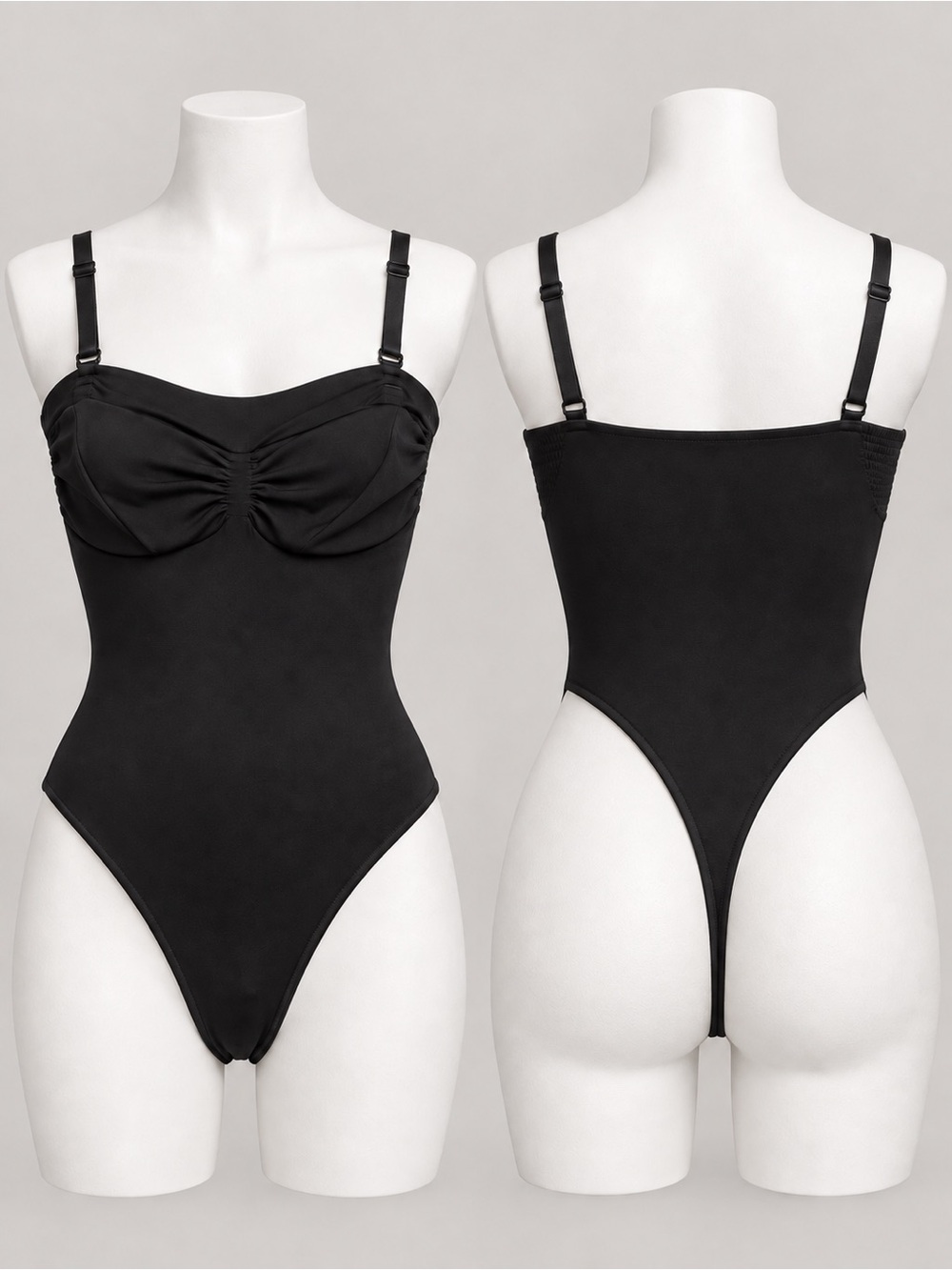 SKIMS Black Ruched Bust Bodysuit Size Large #3